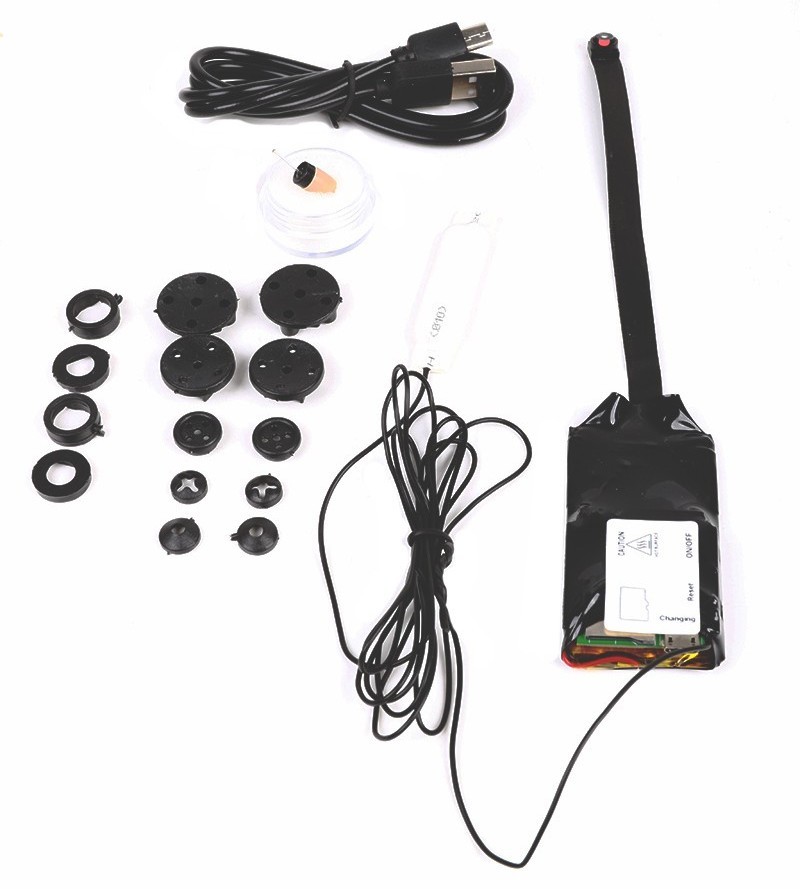 caméra sténopé bouton + écouteur espion pour examens textuels
