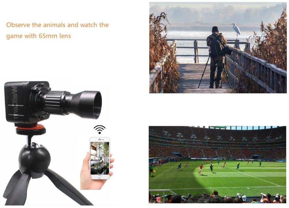 caméra zoom avec trépied - transmission en direct wifi sur smartphone