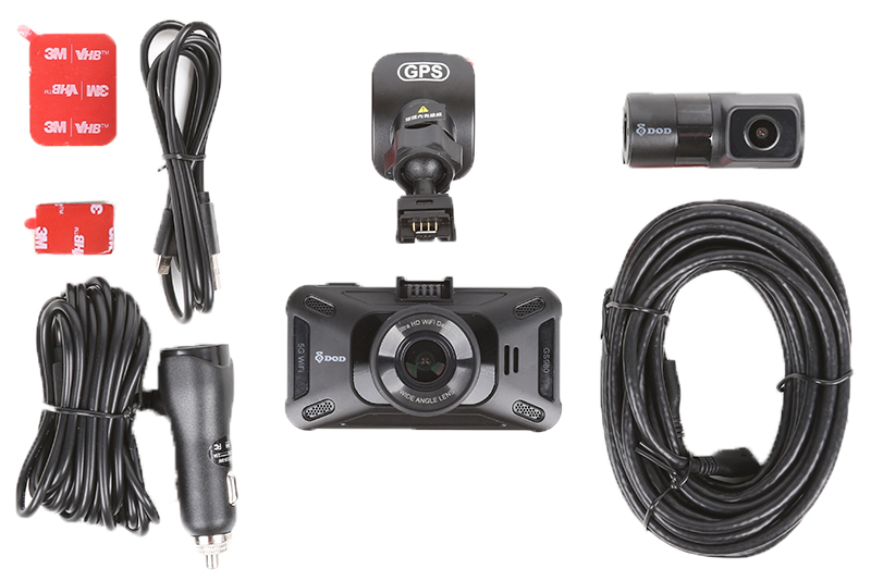 Caméra de voiture DOD GS980D - contenu de l'emballage