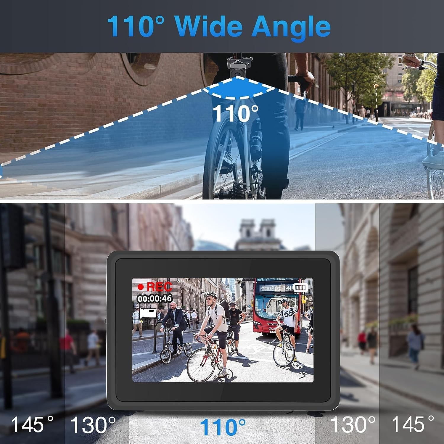 ensemble de caméras pour vélo - angle de vision 110 degrés