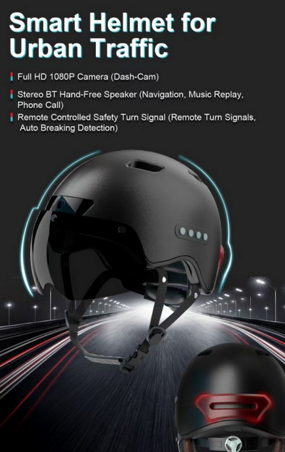 Casque de cyclisme/moto avec caméra adapté comme casque de vélo femme/homme avec Bluetooth + mains libres