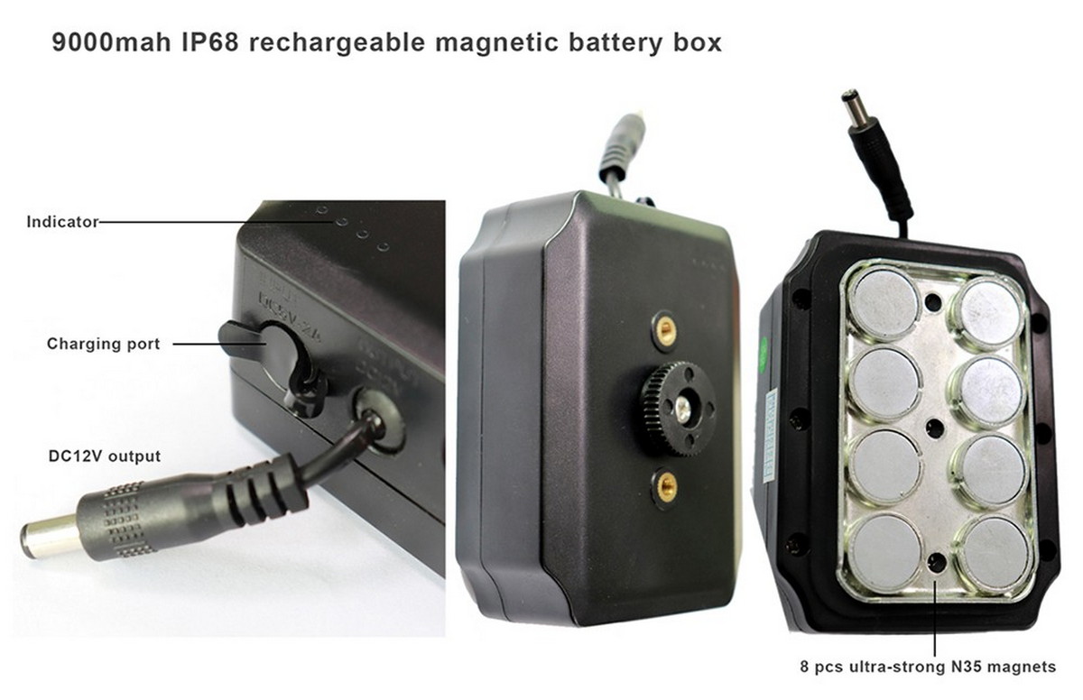 Batterie de caméra magnétique 9000 mAh