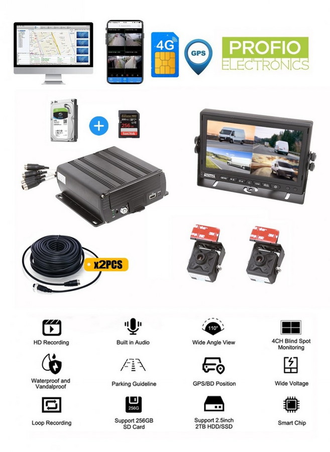 DVR mobile 4 canaux avec prise en charge SIM 4G avec résolution FULL HD - PROFIO X7