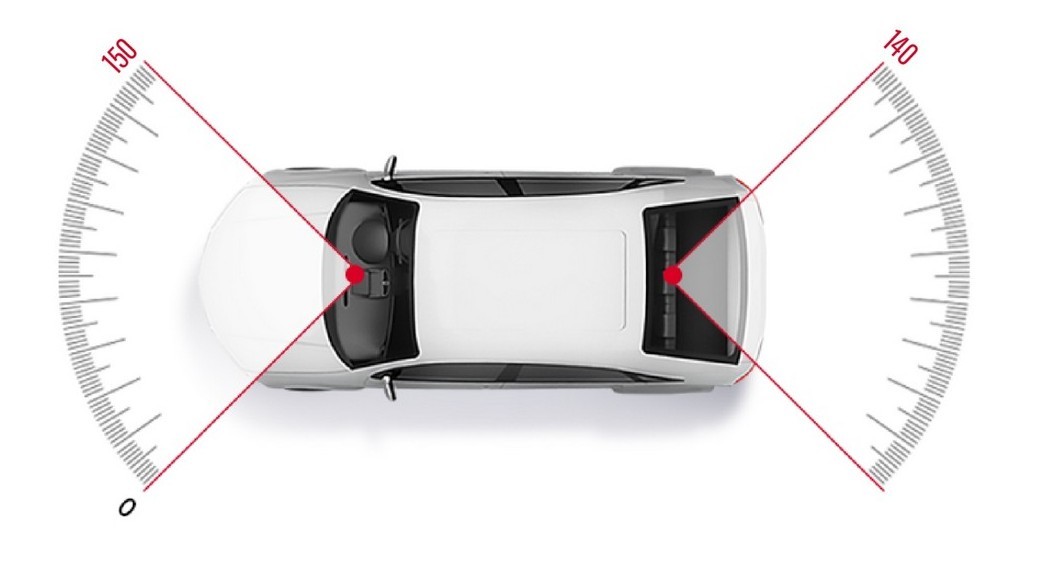 caméra de voiture - angle de vue de 150 degrés