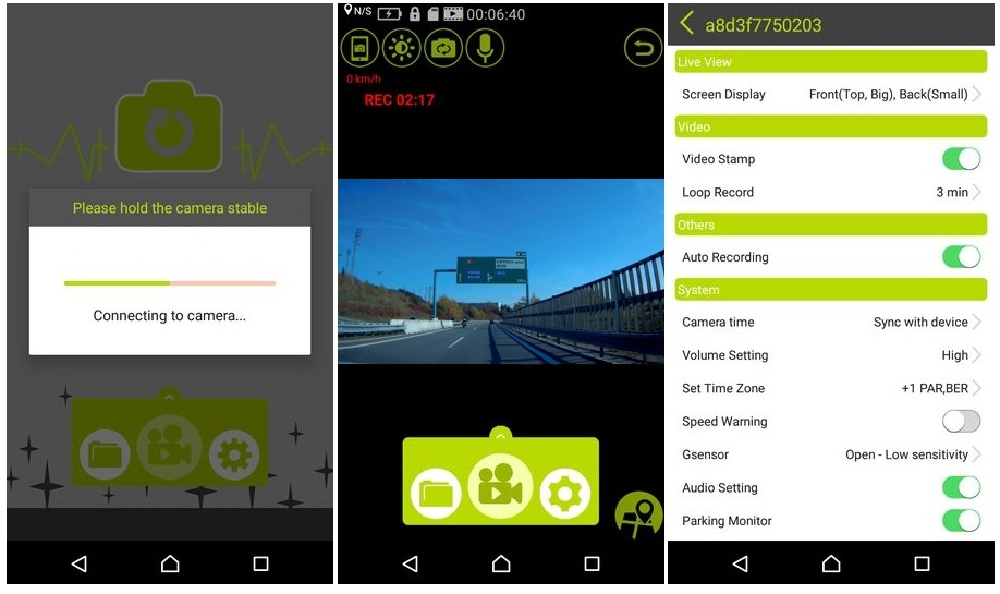application du DOD Android/iOS - caméra de voiture dod