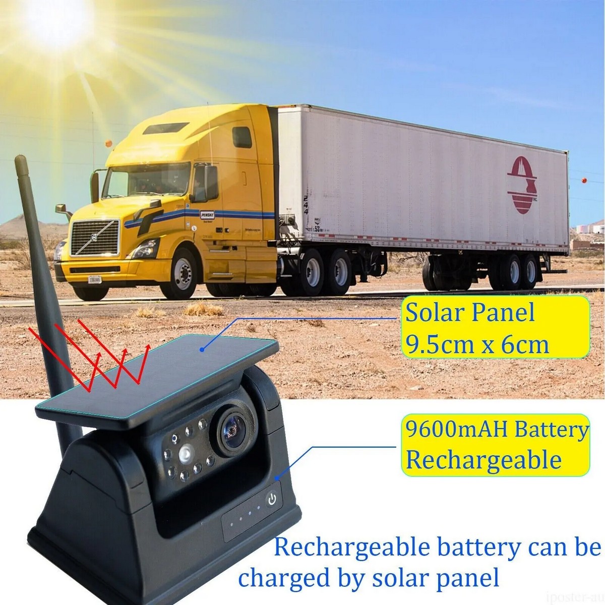 caméra solaire pour camions magnétique wifi sans fil