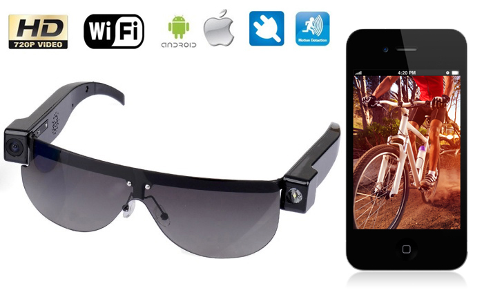 Lunettes de soleil avec appareil photo hd wifi