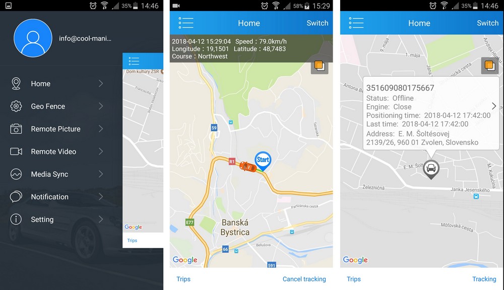 caméra de voiture wifi avec gps - suivi en direct via l'application