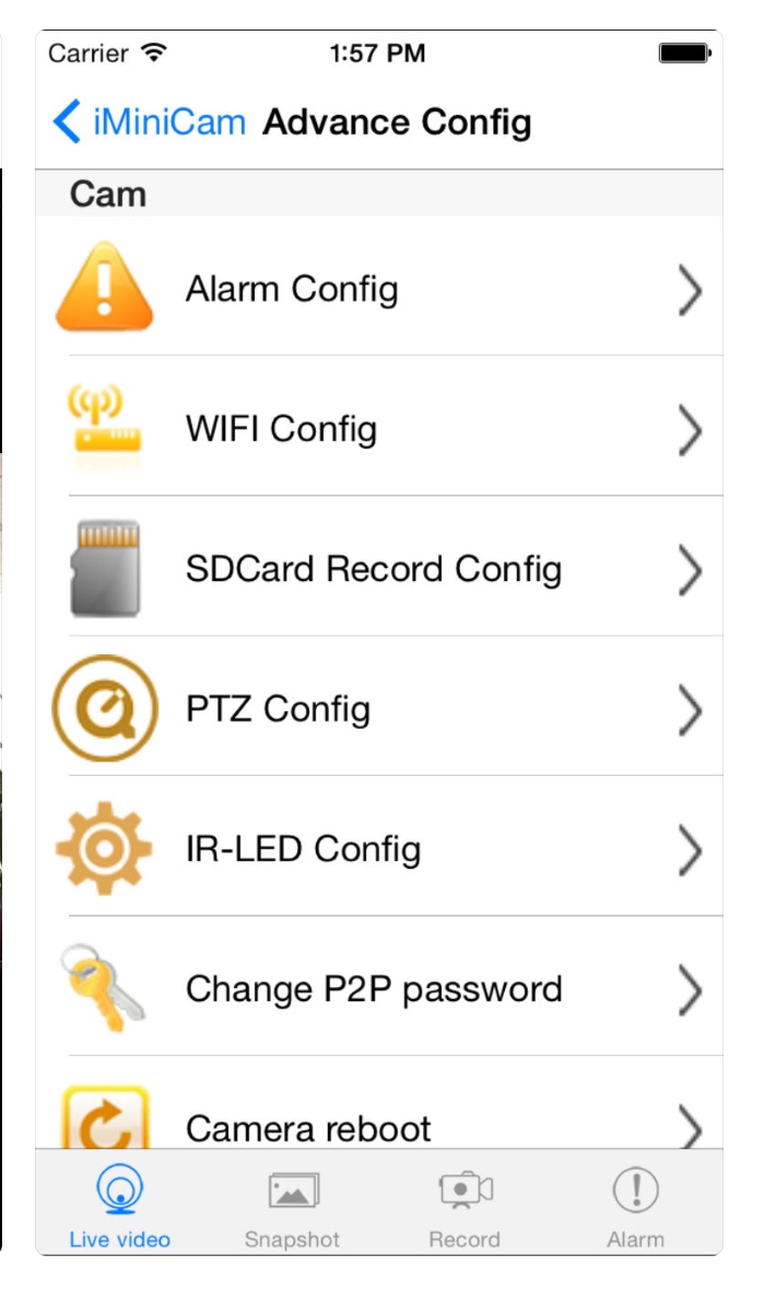 configuration caméra sténopé