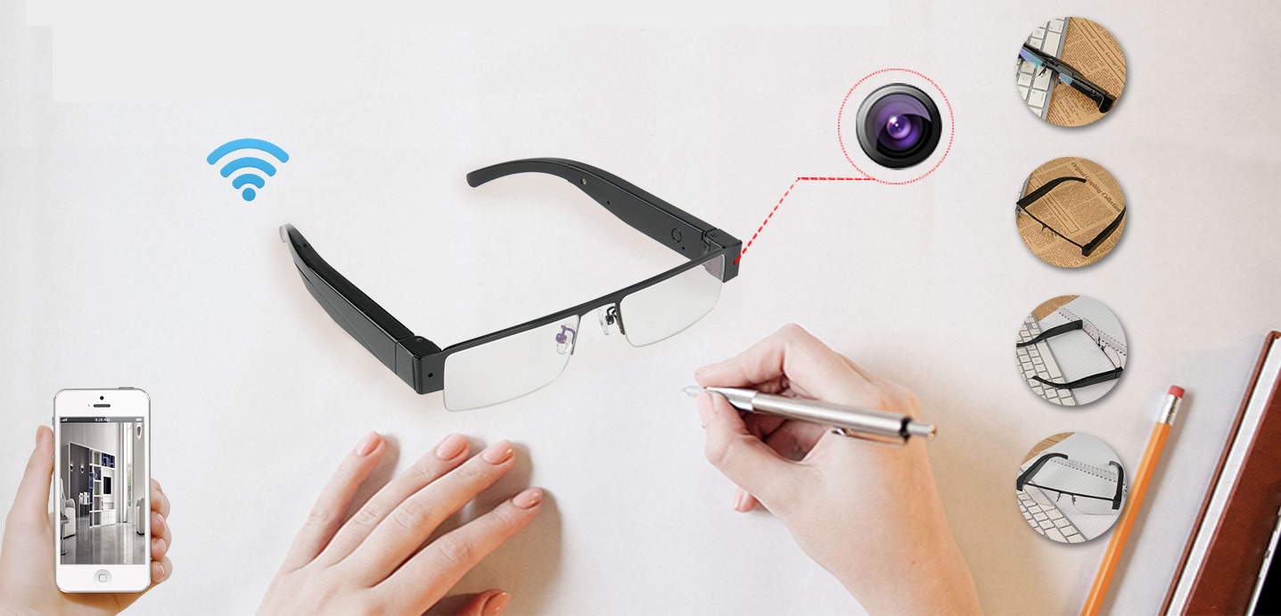 lunettes avec caméra espion avec support carte mémoire 128GB