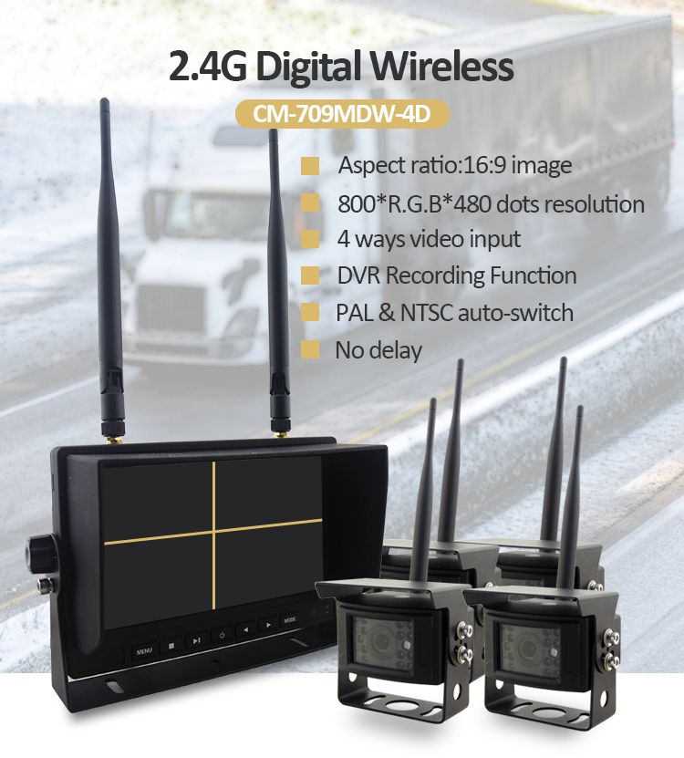 ensemble inversé 3 caméras et moniteur DVR