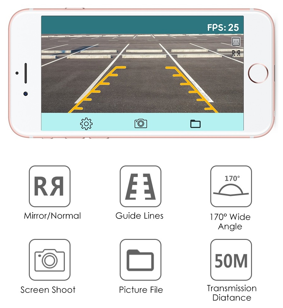 caméra de stationnement sans fil pour application mobile de voiture