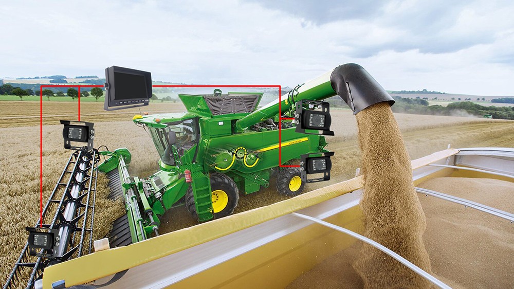 moniteur de parc de stationnement avec caméra pour machines agricoles