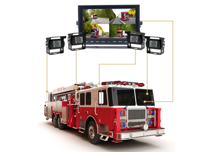 moniteur de marche arrière et de stationnement étanche avec camion de pompiers caméra