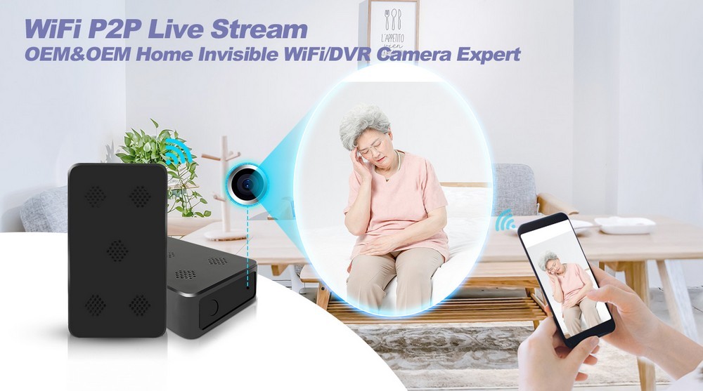 Mini caméra espion Full HD wifi vision à distance Mémoire Non-inclus