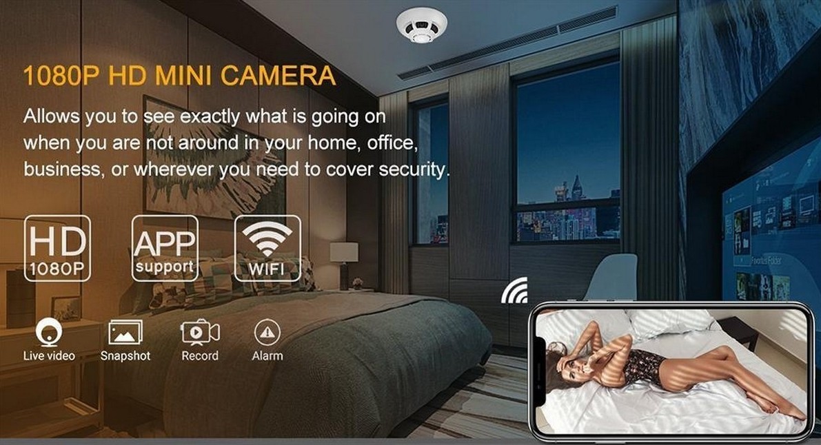 caméra hd cachée dans le détecteur de fumée