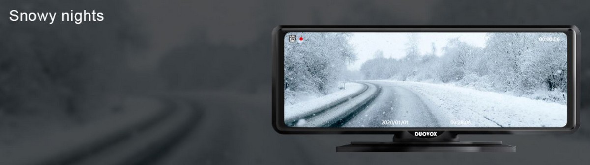duovox v9 meilleure caméra de voiture - chutes de neige