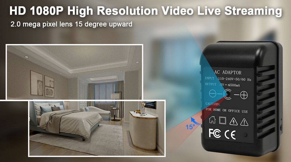 caméra espion wifi dans adaptateur chargeur USB