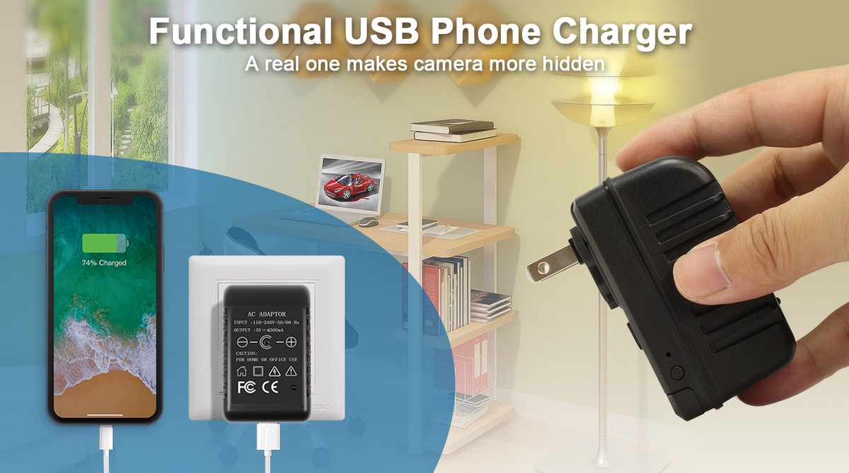 caméra espion - chargeur adaptateur usb avec caméra wifi