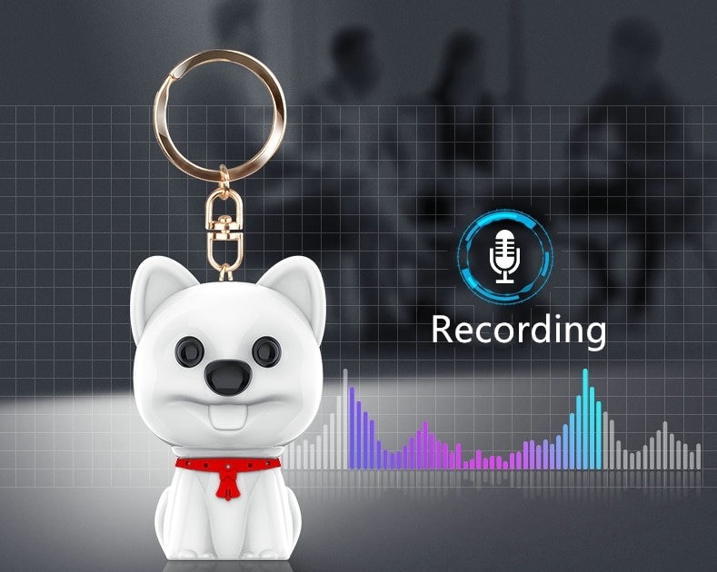 enregistreur vocal dans un porte-clés chien