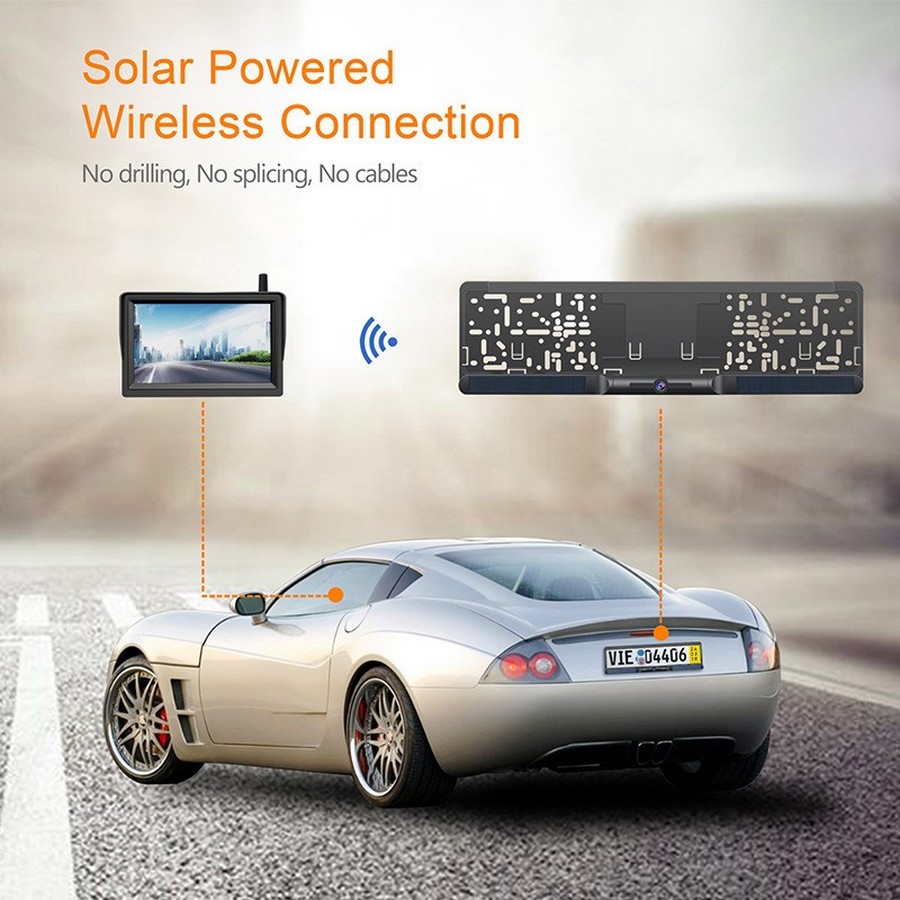 Caméra de voiture arrière solaire WiFi inversant 170°