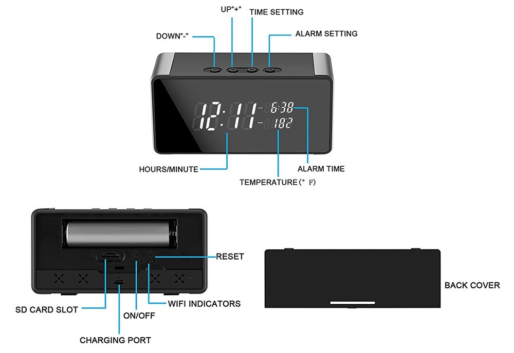 horloge avec caméra wifi cachée